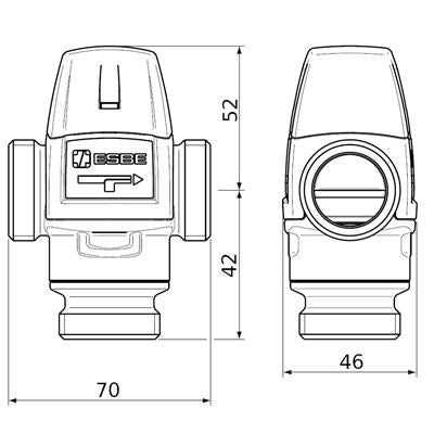 ESBE VTA322 20-43C 20-1,6 KM 1" termosztatikus keverőszelep (31100900)