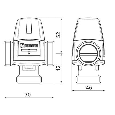 ESBE VTA352 35-60 °C 20-1,6 KM 1" termosztatikus keverőszelep