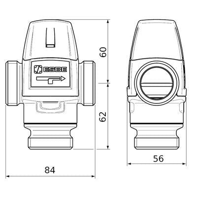 ESBE VTA522 45-65C 20-3,2 KM 1"  termosztatikus keverőszelep (31620200)