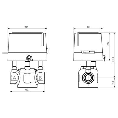 ESBE ZRS224 230VAC 2-P 25-5.7 BM 1" motoros zónaszelep rugós visszatérítés (43122300)