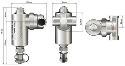 FERNOX TF1 OMEGA filter iszapleválasztó, mágneses, fémházas 3/4"