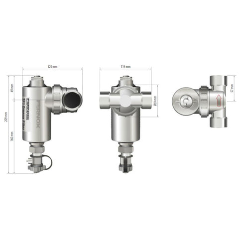 FERNOX TF1 OMEGA filter iszapleválasztó, mágneses, fémházas 1"