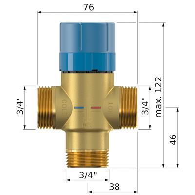 Flamco Flamcomix termoszt. keverőszelep 3/4" KM 35-70 C° - (kifutó)