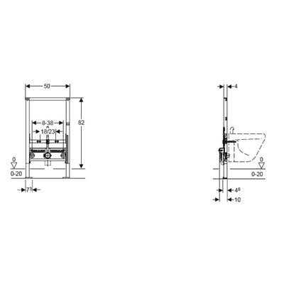 Geberit Bidé szerelőelem Duofix 82 cm