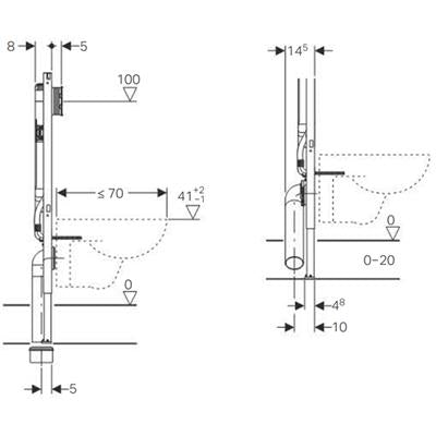 Geberit Duofix WC szerelőelem 8cm-es tartállyal Sigma