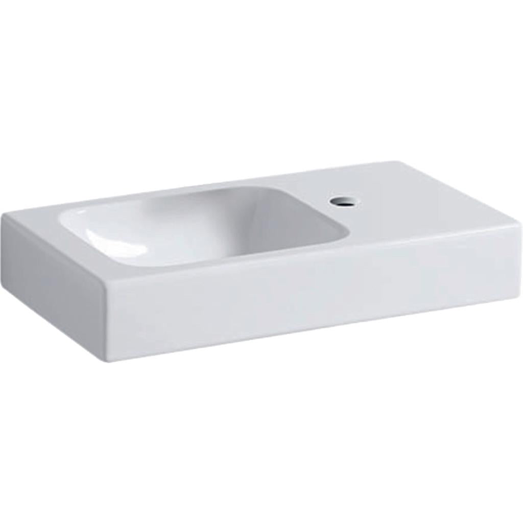 Geberit iCon kézmosó pakolófelülettel  53x13,5x31cm, csaplyuk jobb oldalt, túlfolyó nélkül