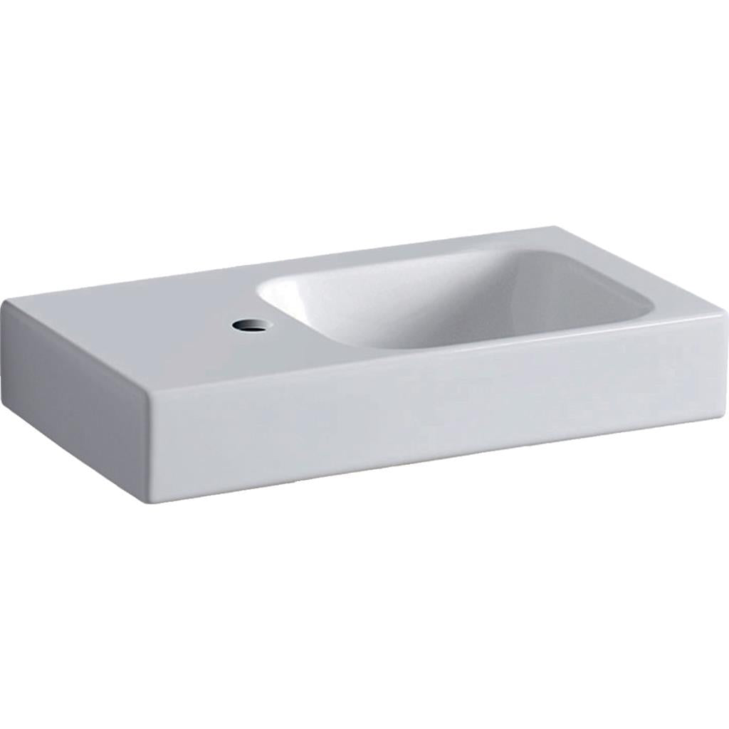 Geberit iCon kézmosó pakolófelülettel  53x13,5x31cm, csaplyuk bal oldalt, túlfolyó nélkül