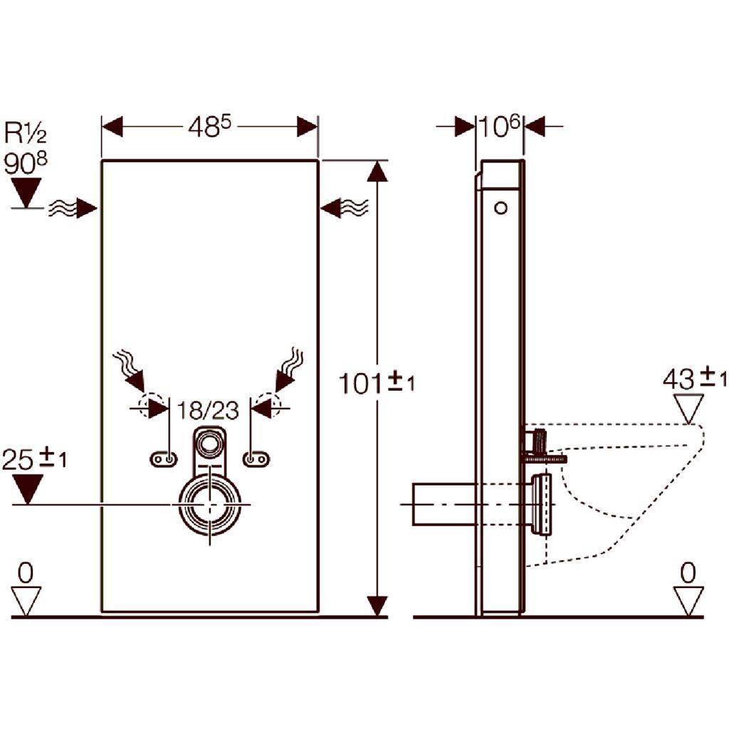 Geberit Monolith szerelőmodul fali WC-hez, fekete,101cm