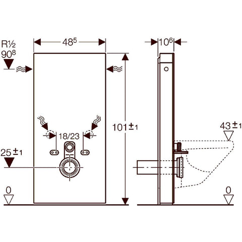 Geberit Monolith szerelőmodul fali WC-hez, fekete,101cm