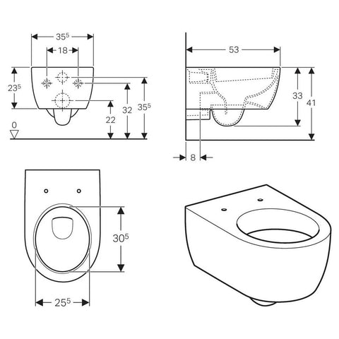 Geberit iCon  WC csésze, fali, Mély öbl.  6l.