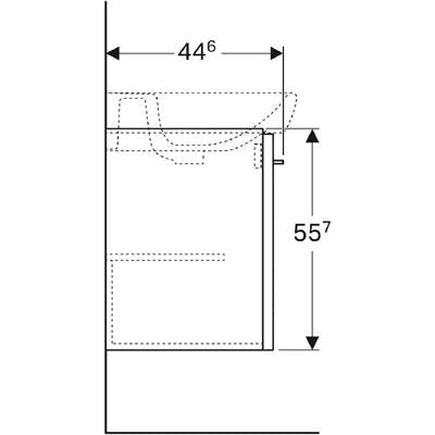 Geberit Selnova alsószekrény mosdóhoz, 1 ajtóval, 54.4x55.7x44.6cm, magasfényű fehér (500.180.01.1)