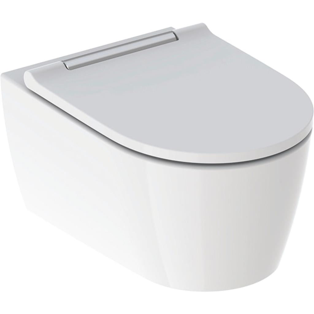Geberit ONE fali WC csésze, TurboFlush, WC tetővel, fényes króm