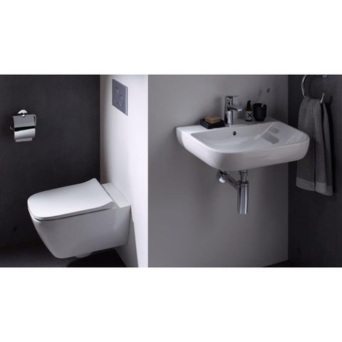 Geberit Smyle Square WC tető, keskeny, SoftClose, króm zsanér - felső rögzítés