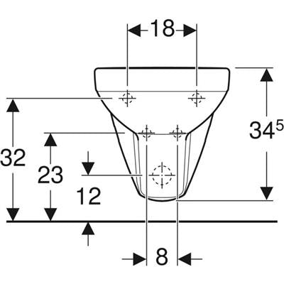 Geberit Selnova Square fali bidá rövid, 48cm, túlfolyó látható
