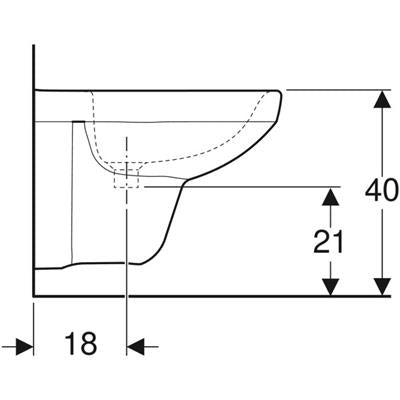 Geberit Selnova Square fali bidá rövid, 48cm, túlfolyó látható