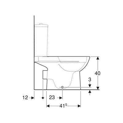 Geberit Selnova álló monoblokkos WC, mélyöblítésű, hátsó kifolyású, részben zárt forma, Rimfree