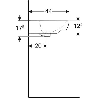 Geberit Selnova Square mosdó 55cm, csaplyuk középen, túlfolyóval (500.290.01.1)