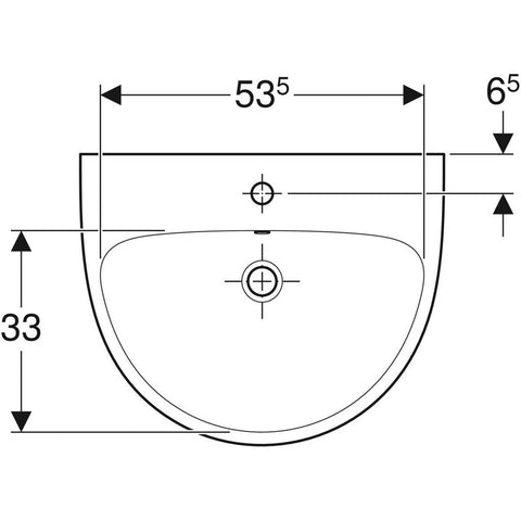 Geberit Selnova mosdó 60x18x48cm , csaplyuk középen 500.305.01.1