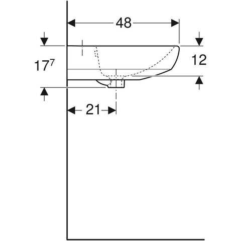 Geberit Selnova mosdó 60x18x48cm , csaplyuk középen 500.305.01.1