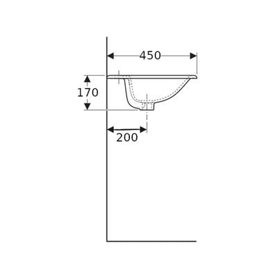 Geberit Selnova Square beépített mosdó 60x17,3x45