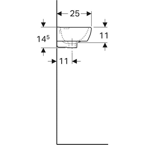 Geberit Selnova Square kézmosó, rövidített 45x15x25cm, jobbos