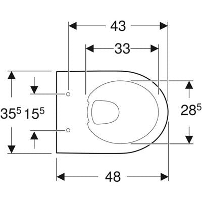 Geberit Selnova Compact fali WC, mélyöblítésű, Rimfree, rövidített