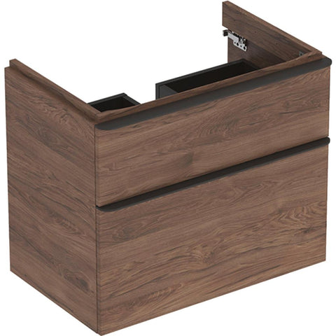 Geberit Smyle Square alsó szekrény mosdóhoz, két fiókkal, 73.4x61.7x47cm, feketedió hickory