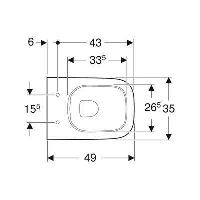 Geberit Smyle Square WC fali mély öbl. rövid,  Rimfree