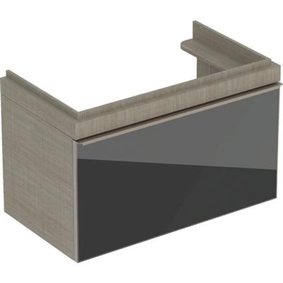 Geberit Citterio fali alsószekrény egy fiókkal, 88x55cm, fényes üveg/szürkésbarna faerezetes melanim