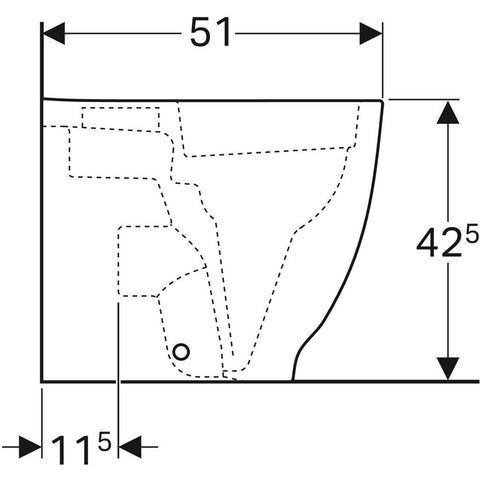Geberit Acanto álló WC, mélyöblítésű, magasított, falhoz illeszkedő, zárt forma, Rimfree, 51cm