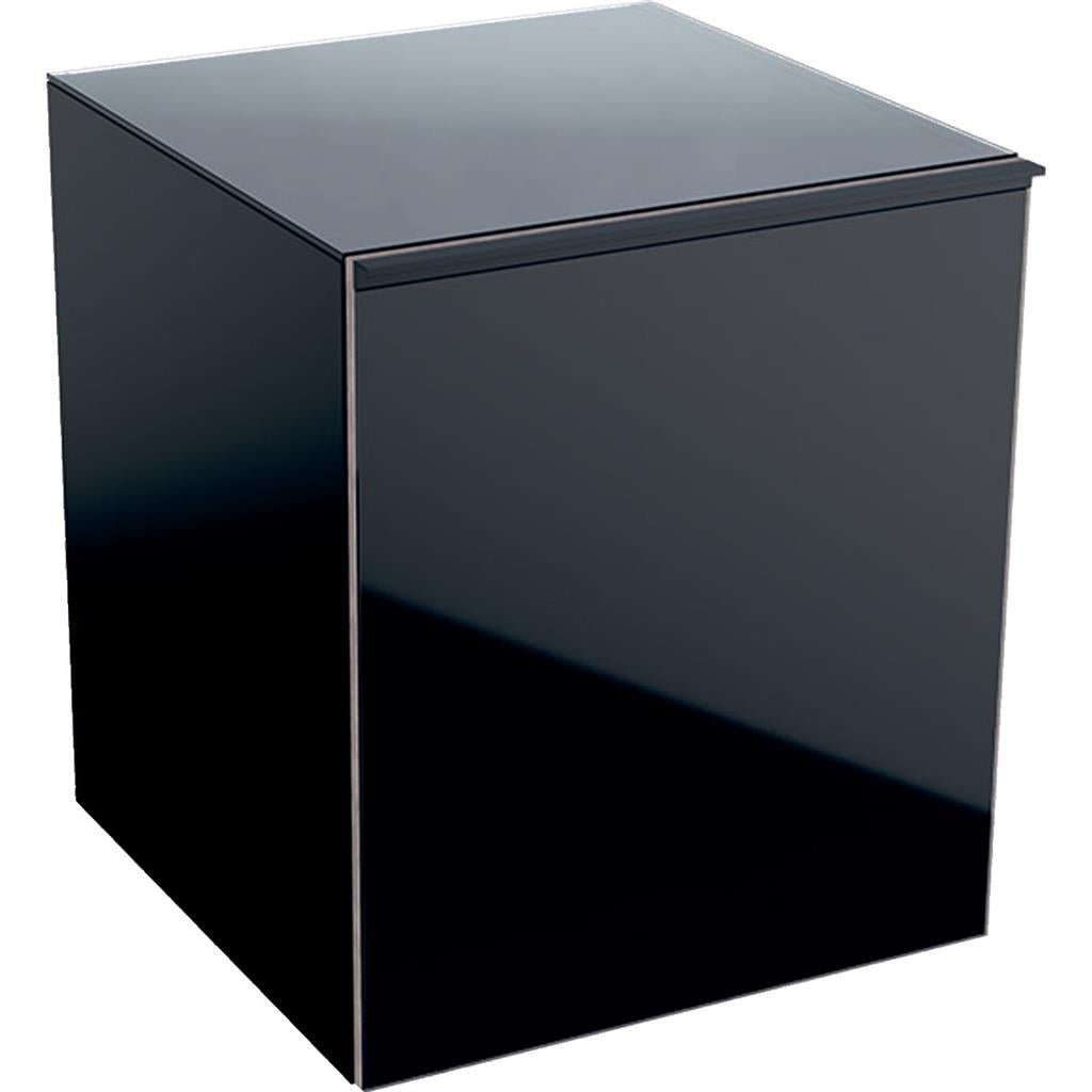 Geberit Acanto oldalsó kiegészítő szekrény, egy belső fiókkal, fényes üveg/fekete, 45x52x47,6 cm
