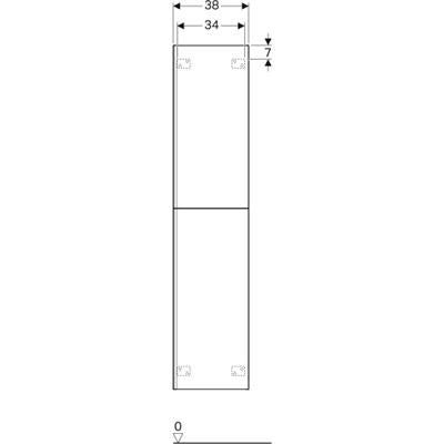 Geberit Acanto magas szekrény, 2 ajtó, 38x173x36, matt lakkozott homokszürke/fényes homokszürke üveg