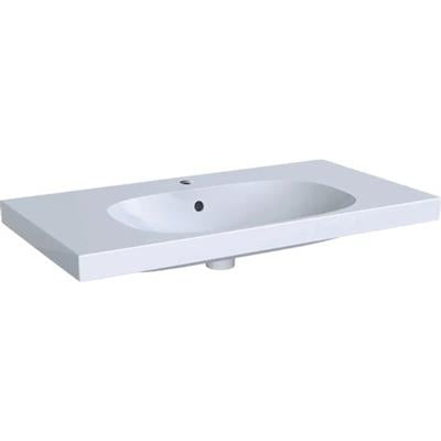 Geberit Acanto mosdó pakolófelülettel, EFF1 rögzítés, 90x16.8x48.2cm, csaplyuk középen, túlfolyóval