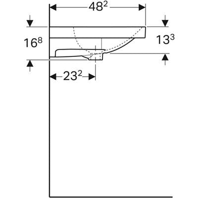 Geberit Acanto mosdó pakolófelülettel, EFF1 rögzítés, 90x16.8x48.2cm, csaplyuk középen, túlfolyóval