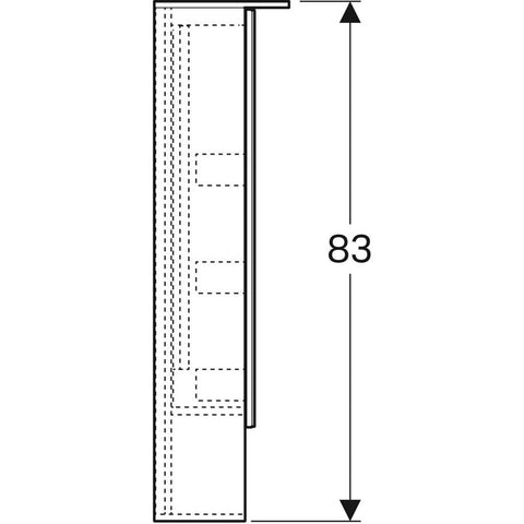 Geberit Acanto tükrös szekrény világítással, két ajtóval, 90x83x21.5, faerezetes melamin/fakó tölgy