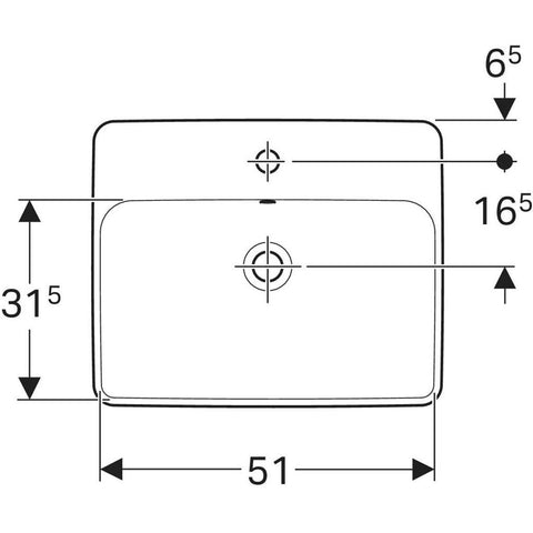 Geberit VariForm beépített mosdó 55x45cm szögletes