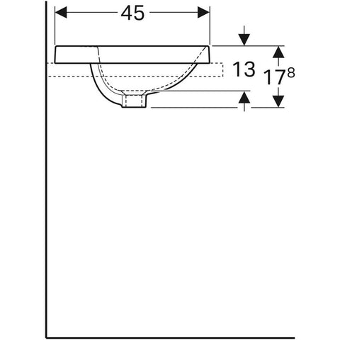 Geberit VariForm beépített mosdó 55x45cm szögletes