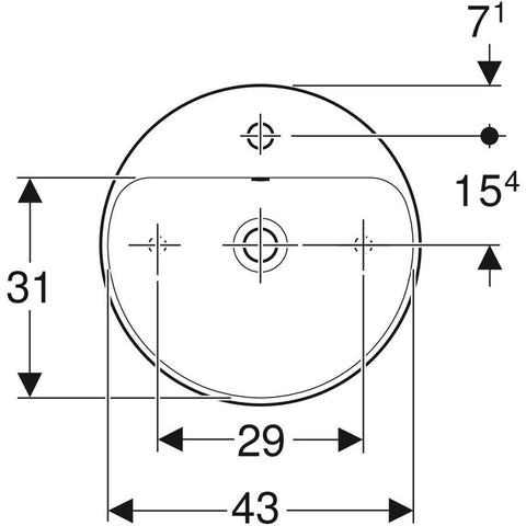 Geberit Variform pultra ültethető mosdó, kerek, túlfolyóval 45cm fehér