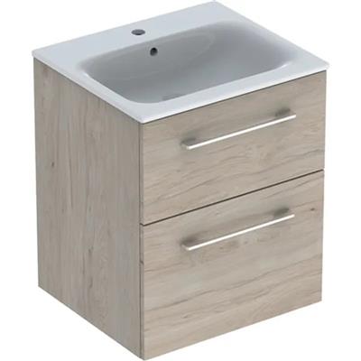Geberit Selnova Square mosdószekr., keskeny mosdóval, 53.8x50.2, feketedió hickory/Melamin faszerk.