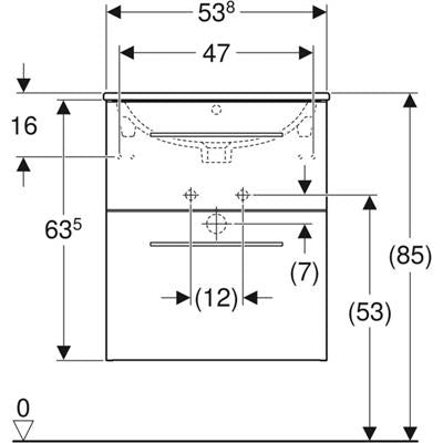 Geberit Selnova Square mosdószekr., keskeny mosdóval, 53.8x50.2, feketedió hickory/Melamin faszerk.