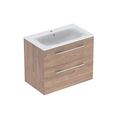 Geberit Selnova Square mosdószekrény, 78x50cm, keskeny peremű mosdó, melaminos faszerkezet hikoridió