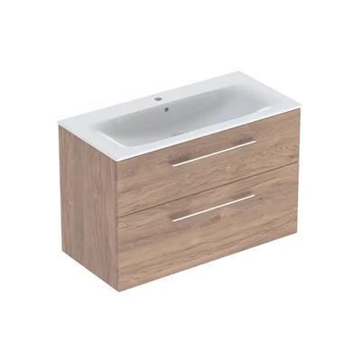 Geberit Selnova Square mosdószekrény, keskeny peremű mosdóval, két fiókkal, 98.8x50.2cm, csaplyuk kö