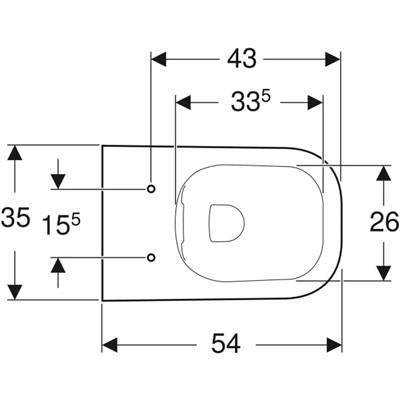 Geberit Selnova Square fali WC, mélyöblítésű, részben zárt forma, Rimfree, 54cm