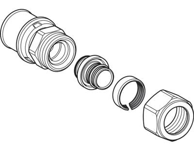 Geberit Volex adaper szorítógyűrűs, PEX csövekre 16-G3/4"-16