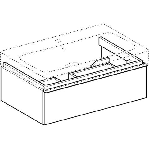 Geberit iCon alsó szekrény mosdóhoz, egy fiókkal 74x24x47,7cm középen szifonkivágás, fehér