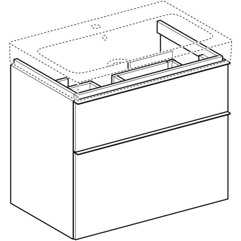 Geberit iCon alsó szekrény mosdóhoz, két fiókkal 74x62x47,7cm , magasfényű lakk fehér