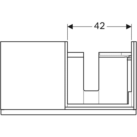 Geberit iCon alsó szekrény mosdóhoz, egy fiókkal és pakolófelülettel,89x24x48cm, szifon jobb oldalon