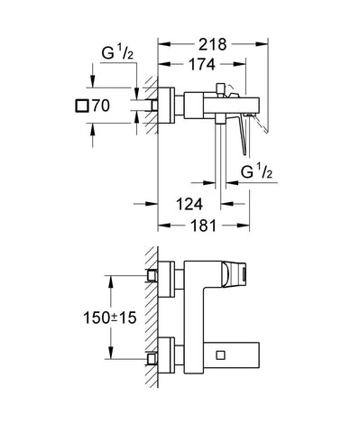 Grohe Eurocube kád csaptelep (23140000)