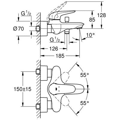 Grohe Eurostyle 2015 fehér egykaros kád csaptelep (23726LS3)