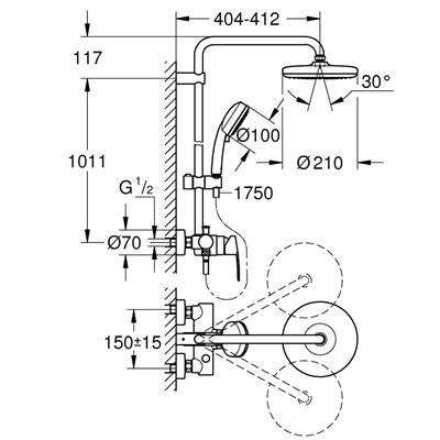 Grohe Tempesta Cosmopolitan egykaros zuhanyrendszer 210 mm fejzuhany (26224001)